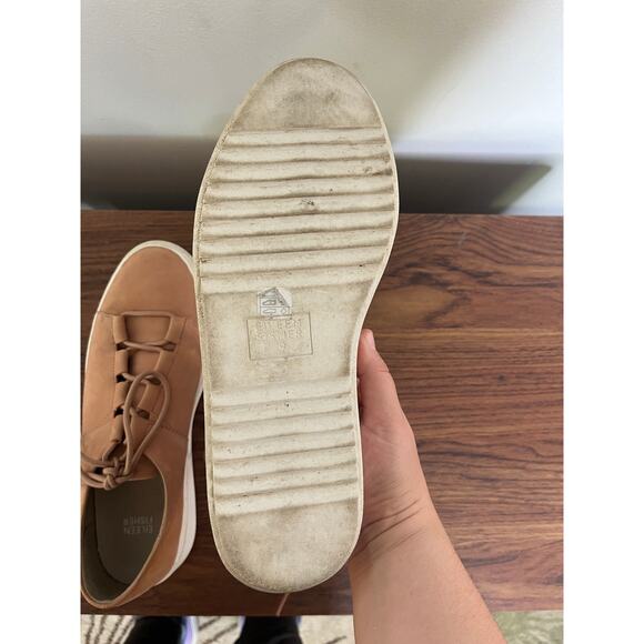 Eileen Fisher Prescot Platform Sneaker in Toffee Cream Nubuck Suede Leather sz 9 - Picture 3 of 8
